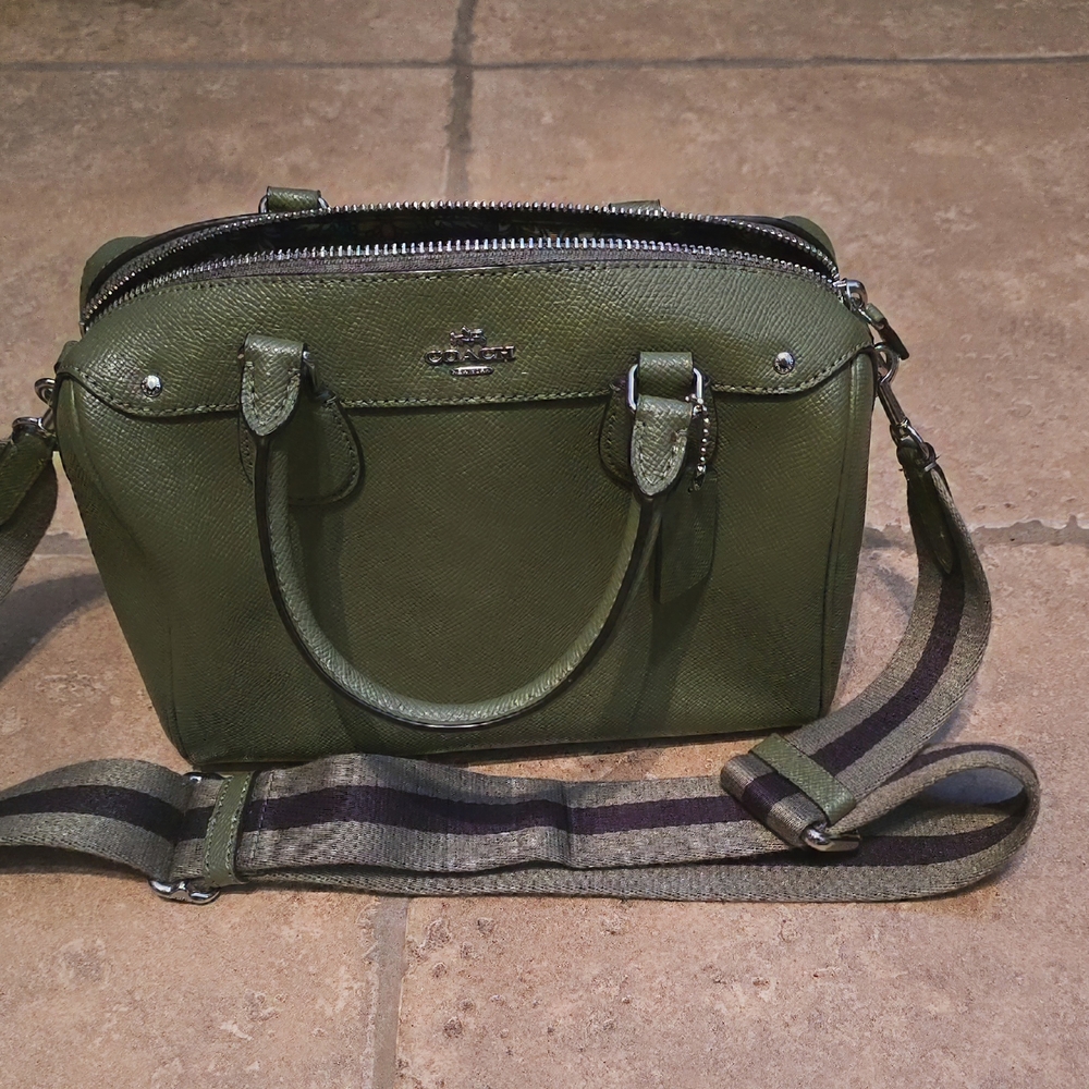 Coach Olive Green Leather Satchel